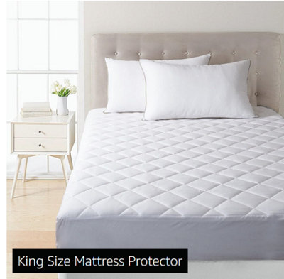 Ameha Mattress Protector Deep 30Cm Fitted Stretch Skirt Quilted Mattress Microfiber Fitted Mattress Cover King (150X200Cm) from B&Q