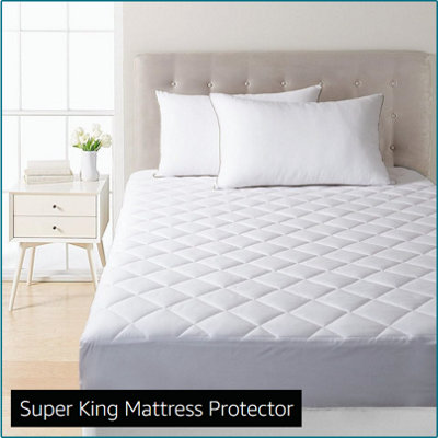 Ameha Mattress Protector Deep 30Cm Fitted Stretch Skirt Quilted Mattress Microfiber Fitted Mattress Cover Super King (180X200Cm) from B&Q
