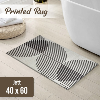 Ameha Jett Non Slip Printed Rug 40X60 Cm Small Door Mat Abstract Linear / Optical Wave Pattern Entrance Door Mats from B&Q
