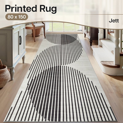 Ameha Bedroom Floor Mats Extra Large Door Mats PrintedAbstract Lines/optical Wave Pattern Kitchen Hallway Mats RunnerJett 80X150 Cm from B&Q