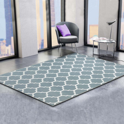 Ameha Non Slip Printed Rug Large Area 160 X 230 Cm Carpet Modern Bedroom Living Room Rug Geometric Moroccan Trellis/quatrefoil Pattern from B&Q