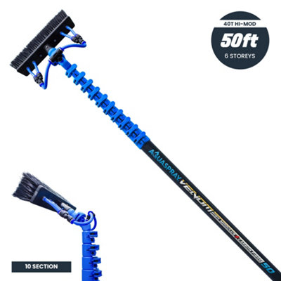 KIAM Aquaspray Venom 50Ft 40T High-Mod Waterfed Window Cleaning Pole from B&Q
