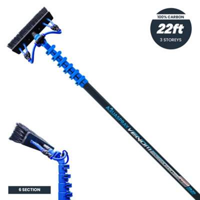 KIAM Aquaspray Venom 22Ft Compact 100% Carbon Fibre Waterfed Window Cleaning Pole 6 Section from B&Q