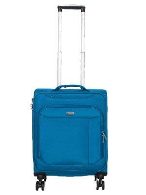 Infinity Luggage Lightweight Dual Wheel Cabin Soft Shell Suitcase In Teal Size 4