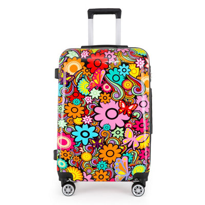 Infinity Luggage Hardside Shell Suitcase Print Luggage Lightweight Travel Bag Medium