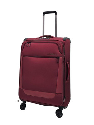 Eagle Luggage Lightweight 4 Wheel Medium Soft Shell Suitcase In Burgundy