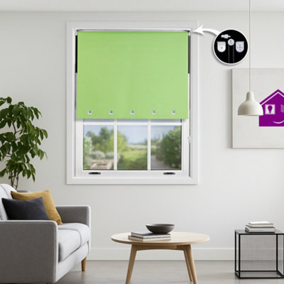 Furnished Blackout Roller Blinds With Square Eyelets And Metal Fittings- Lime Green Trimmable (W)65Cm (L)165Cm from B&Q