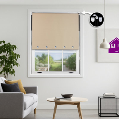 Furnished Thermal Blackout Roller Blinds With Round Eyelets & Metal FittingsCappuccino (W)105Cm (L)165Cm from B&Q