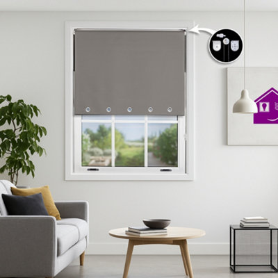 Furnished Thermal Blackout Roller Blinds With Round Eyelets & Metal FittingsDark Grey (W)115Cm (L)165Cm from B&Q