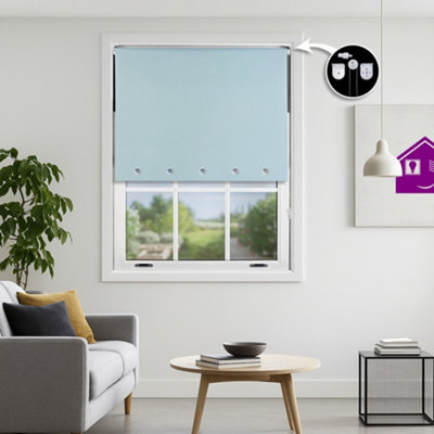 Furnished Thermal Blackout Roller Blinds With Round Eyelets & Metal FittingsDuck Egg Blue (W)190Cm (L)165Cm from B&Q