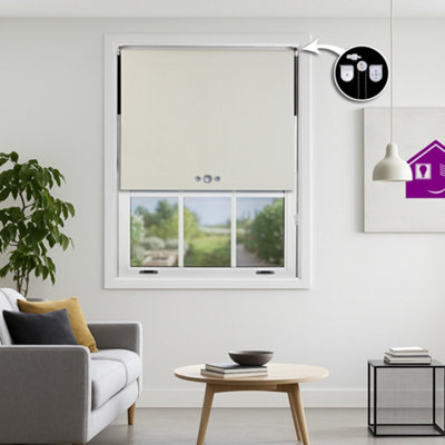 Furnished Blackout Roller Blinds With Triple Round Eyelets & Metal FittingsCream (W)45Cm (L)210Cm from B&Q