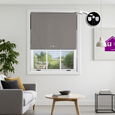 Furnished Blackout Roller Blinds With Triple Round Eyelets & Metal FittingsDark Grey (W)45Cm (L)165Cm from B&Q