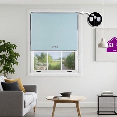 Furnished Blackout Roller Blinds With Triple Round Eyelets & Metal FittingsDuck Egg Blue (W)100Cm (L)165Cm from B&Q
