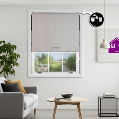 Furnished Blackout Roller Blinds With Triple Round Eyelets & Metal FittingsGrey (W)190Cm (L)165Cm from B&Q