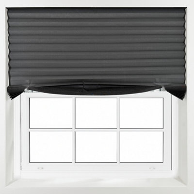 Furnished Stick On Blackout BlindsNo Drill Pleated ShadesRemovable Blockout ShuttersGrey (W)70Cm X (L)150Cm from B&Q