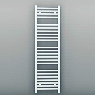 B&Q -  400mm X 1200mm Straight White Heated Bathroom Towel Rail Radiator For Central Heating Uk