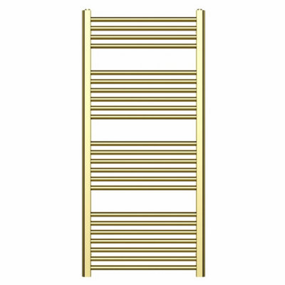 Myhomeware 500mm X 1200mm Shiny Gold Heated Bathroom Towel Rail Radiator For Central Heating Uk from B&Q