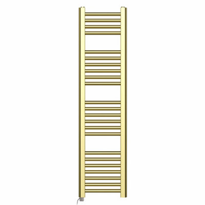 Myhomeware 300 X 1200 mm Shiny Gold Electric Bathroom Towel Rail Radiator With Manual Electric Element Pre-Filled Standard Element from B&Q