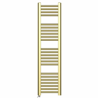 Myhomeware 400 X 1200 mm Shiny Gold Electric Bathroom Towel Rail Radiator With Manual Electric Element Pre-Filled Standard Element from B&Q