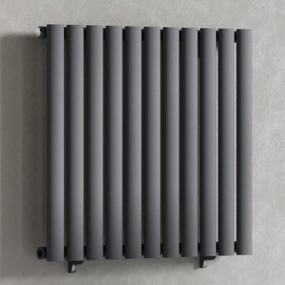 Myhomeware Anthracite Gray 660 X 600 mm Modern Horizontal Column Designer Radiator Oval Single Panel Radiator Heater from B&Q