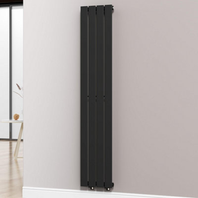 B&Q -  Black 300 X 1600 mm Modern Vertical Flat Panel Designer Radiator Single Panel Radiator Heater