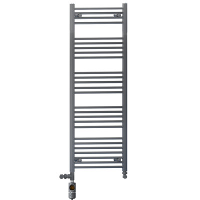 Myhomeware 450 X 1400 mm Anthracite Grey Dual Fuel Electric Radiator Bathroom Towel Rail Radiator With Af Thermostatic Electric Element from B&Q