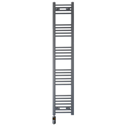 Myhomeware 300 X 1600 mm Anthracite Grey Electric Bathroom Towel Rail Radiator Heater With Af Thermostatic Electric Element Pre-Filled from B&Q