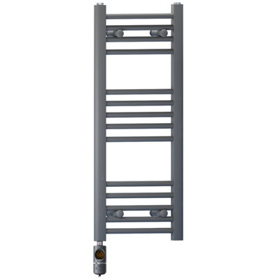 Myhomeware 400 X 800 mm Anthracite Grey Electric Bathroom Towel Rail Radiator Heater With Af Thermostatic Electric Element Pre-Filled from B&Q