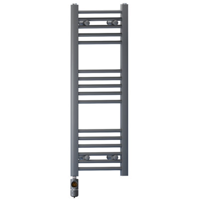 Myhomeware 400 X 900 mm Anthracite Grey Electric Bathroom Towel Rail Radiator Heater With Af Thermostatic Electric Element Pre-Filled from B&Q