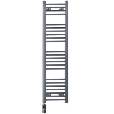 Myhomeware 400 X 1200 mm Anthracite Grey Electric Bathroom Towel Rail Radiator Heater With Af Thermostatic Electric Element Pre-Filled from B&Q