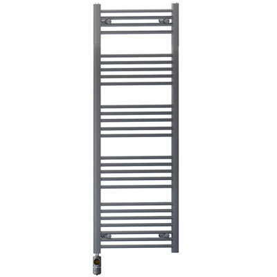 Myhomeware 450 X 1400 mm Anthracite Grey Electric Bathroom Towel Rail Radiator Heater With Af Thermostatic Electric Element Pre-Filled from B&Q
