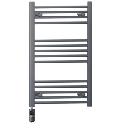 Myhomeware 500 X 800 mm Anthracite Grey Electric Bathroom Towel Rail Radiator Heater With Af Thermostatic Electric Element Pre-Filled from B&Q