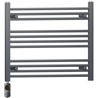 Myhomeware 900 X 600 mm Anthracite Grey Electric Bathroom Towel Rail Radiator Heater With Af Thermostatic Electric Element Pre-Filled from B&Q