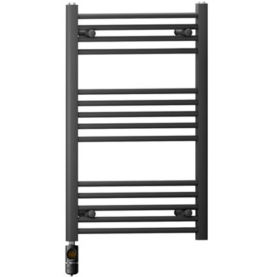 Myhomeware 450 X 800 mm Matt Black Electric Bathroom Towel Rail Radiator Heater With Af Thermostatic Electric Element Pre-Filled from B&Q