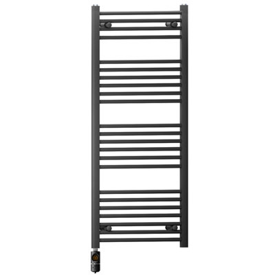 Myhomeware 450 X 1200 mm Matt Black Electric Bathroom Towel Rail Radiator Heater With Af Thermostatic Electric Element Pre-Filled from B&Q