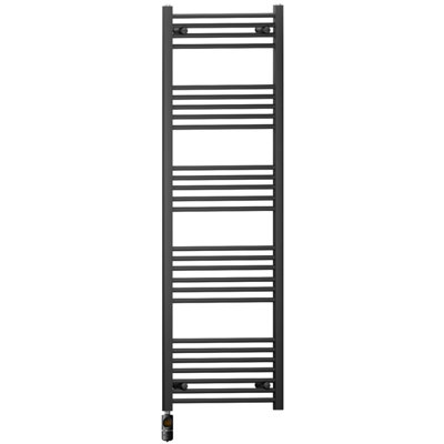 Myhomeware 450 X 1600 mm Matt Black Electric Bathroom Towel Rail Radiator Heater With Af Thermostatic Electric Element Pre-Filled from B&Q