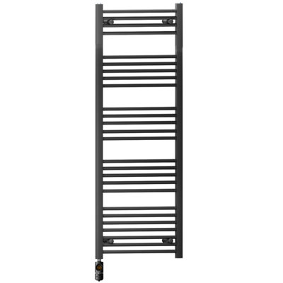 Myhomeware 550 X 1400 mm Matt Black Electric Bathroom Towel Rail Radiator Heater With Af Thermostatic Electric Element Pre-Filled from B&Q