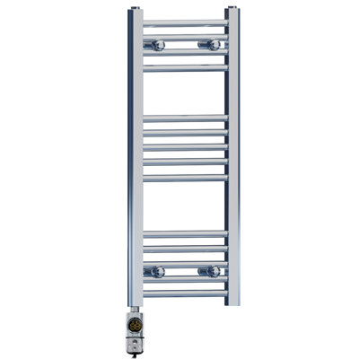 Myhomeware 300 X 800 mm Chrome Electric Bathroom Towel Rail Radiator Heater With Af Thermostatic Electric Element Pre-Filled from B&Q