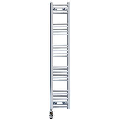 Myhomeware 400 X 1600 mm Chrome Electric Bathroom Towel Rail Radiator Heater With Af Thermostatic Electric Element Pre-Filled from B&Q