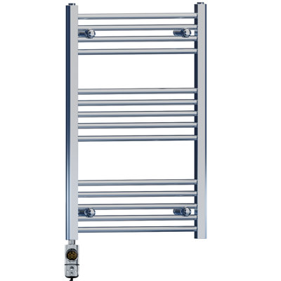 Myhomeware 500 X 800 mm Chrome Electric Bathroom Towel Rail Radiator Heater With Af Thermostatic Electric Element Pre-Filled from B&Q