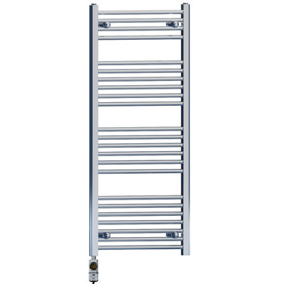 Myhomeware 550 X 1200 mm Chrome Electric Bathroom Towel Rail Radiator Heater With Af Thermostatic Electric Element Pre-Filled from B&Q