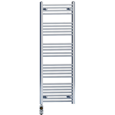 Myhomeware 550 X 1400 mm Chrome Electric Bathroom Towel Rail Radiator Heater With Af Thermostatic Electric Element Pre-Filled from B&Q