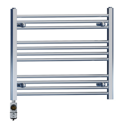 Myhomeware 700 X 600 mm Chrome Electric Bathroom Towel Rail Radiator Heater With Af Thermostatic Electric Element Pre-Filled from B&Q