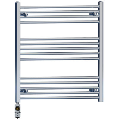 Myhomeware 700 X 800 mm Chrome Electric Bathroom Towel Rail Radiator Heater With Af Thermostatic Electric Element Pre-Filled from B&Q