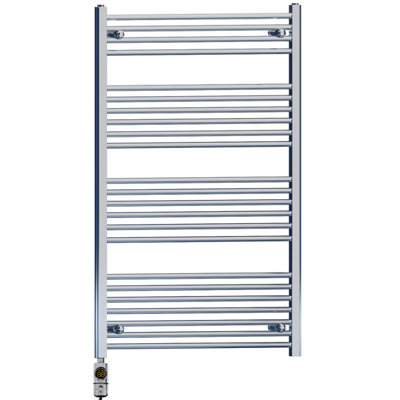 Myhomeware 700 X 1200 mm Chrome Electric Bathroom Towel Rail Radiator Heater With Af Thermostatic Electric Element Pre-Filled from B&Q