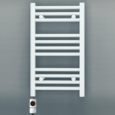 Myhomeware 300 X 600 mm White Electric Bathroom Towel Rail Radiator Heater With Af Thermostatic Electric Element Pre-Filled from B&Q