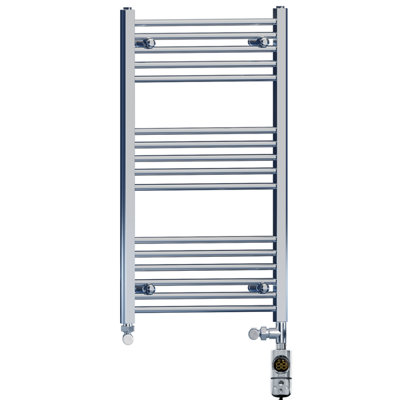Myhomeware 550 X 900 mm Chrome Electric Dual Fuel Bathroom Towel Rail Radiator Heater With Af Thermostatic Electric Element from B&Q