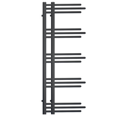 Myhomeware 500mm X 1200mm Matt Black Sydney Designer Heated Towel Rail Bathroom Radiator from B&Q