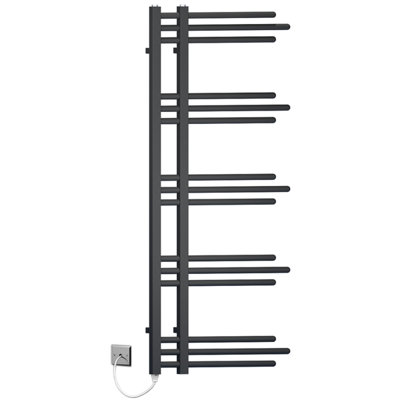 Myhomeware Black Sydney Designer Pre-Filled Electric Towel Rail Bathroom Radiator 500mm X 1200mm (Black) from B&Q