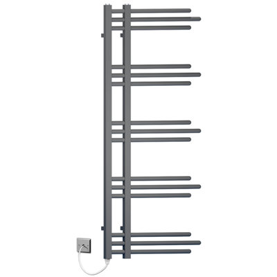 Myhomeware Anthracite Grey Sydney Designer Pre-Filled Electric Towel Rail Bathroom Radiator 500mm X 1200mm from B&Q